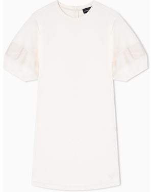 Emporio Armani Stretch Double Jersey Dress With Rayon Insert - White