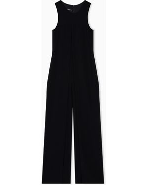 Emporio Armani Jumpsuit With Technical Cady Panels - Black