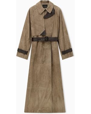 Emporio Armani Goat Suede Trench Coat Signature Capsule - Natural