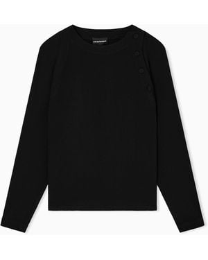 Emporio Armani Stretch Sandblasted Fabric Blouse - Black