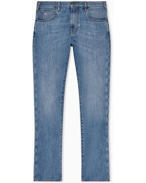 Emporio Armani J45 Regular-Fit Washed 11.5 Oz Comfort Denim Jeans - Blue