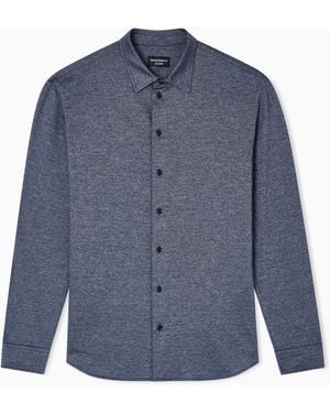 Emporio Armani Camisa De Punto Jaspeado Icon - Azul