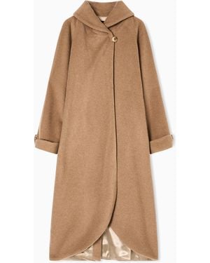 Emporio Armani Manteau Long En Laine De Castor Et Alpaga Icon - Neutre