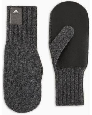 Emporio Armani Travel Essential Cashmere Knit Mittens - Black