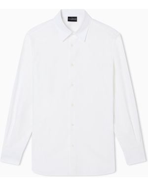 Emporio Armani Jacquard Shirt With All-Over Lettering - White
