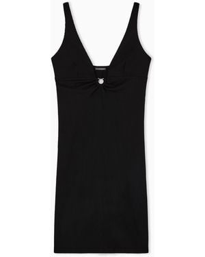 Emporio Armani Vestido De Playa De Lycra Con Textura - Negro