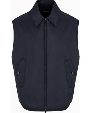 Emporio Armani Water-Repellent Nylon Gilet With Zip - Blue