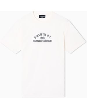 Emporio Armani Icon Supima Jersey T-Shirt With Logo Embroidery - White