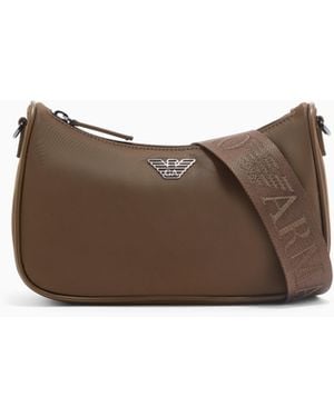 Emporio Armani Asv Recycled-Nylon Shoulder Bag - Brown