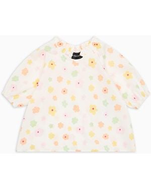 Emporio Armani Poplin Blouse With All-Over Print - Natural