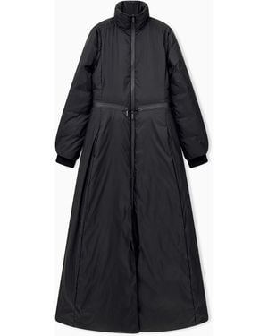 Emporio Armani Long Light Nylon Down Jacket With A High Collar - Black