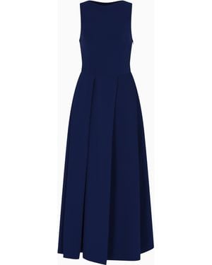 Emporio Armani Abito Smanicato Con Pieghe - Blu
