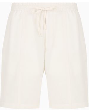 Emporio Armani Ultra-Light Technical Seersucker Bermuda Shorts With Drawstring - White