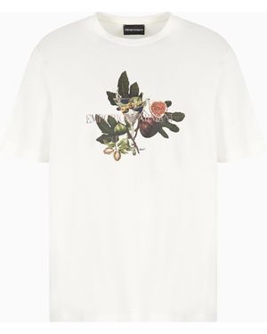 Emporio Armani Asv Jersey T-Shirt With Goblet And Foliage Print - White