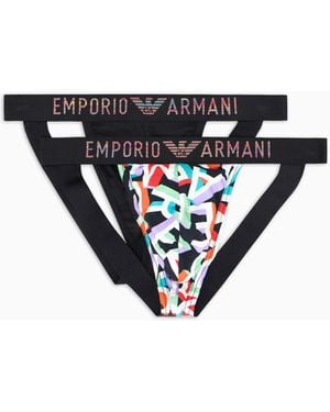 Emporio Armani Pack 2 Jockstrap Logo - Nero