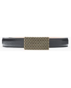 Emporio Armani Smooth Leather Belt With 3D Patterned Plate - White