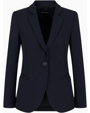 Emporio Armani Wool Single-Breasted Jacket - Blue