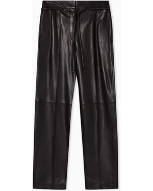 Emporio Armani Glove-Quality Lambskin Nappa Leather Trousers - Black