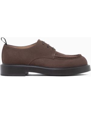 Emporio Armani Derby-Schuhe Aus Gewalktem Nubukleder Mit Zuglasche - Braun
