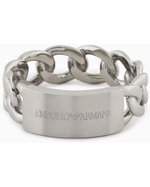Emporio Armani Stainless Steel Band Ring - White
