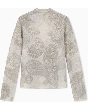 Emporio Armani Alpaca Jumper With Paisley Print Boteh Capsule - White