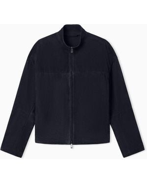 Emporio Armani Perforated Goat Suede Blouson - Blue