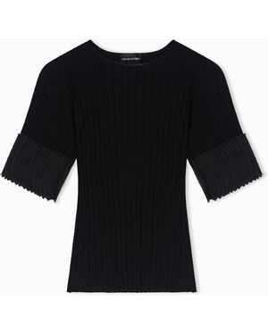 Emporio Armani Ribbed Viscose Jumper - Black