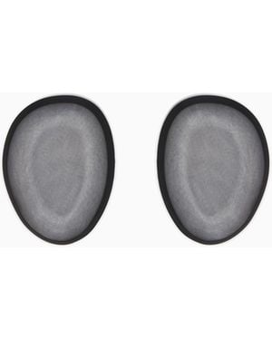 Emporio Armani Pendientes Ovalados Con Efecto Espejo Y Acabado Brillante - Negro