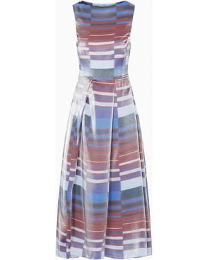 Emporio Armani Technical Cady Sleeveless Dress With Pleats - White