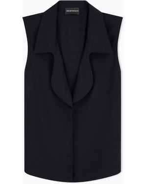 Emporio Armani Flowing Crêpe Waistcoat With Lapels - Black