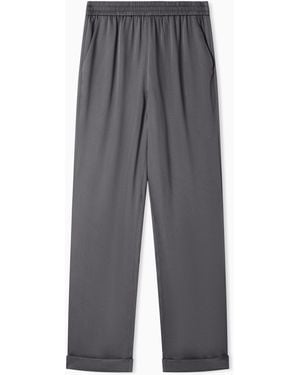 Emporio Armani Twill Crêpe Trousers With Elasticated Waist - Grey