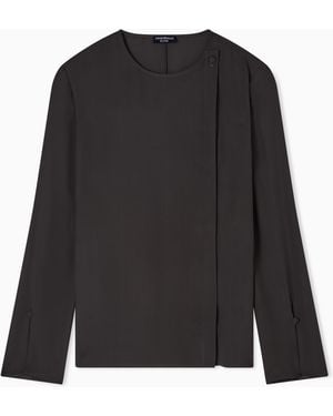 Emporio Armani Icon Double Silk Georgette Blouse - Black