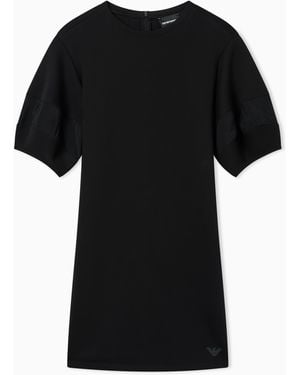 Emporio Armani Stretch Double Jersey Dress With Rayon Insert - Black