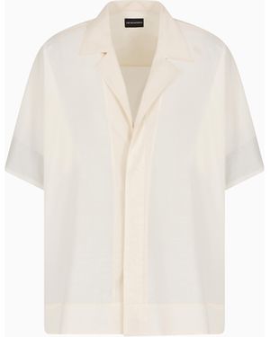 Emporio Armani Light Wool Shirt With Kimono Sleeves - White
