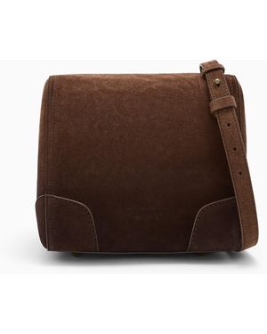 Emporio Armani Suede Bowling Bag With Shoulder Strap - Brown
