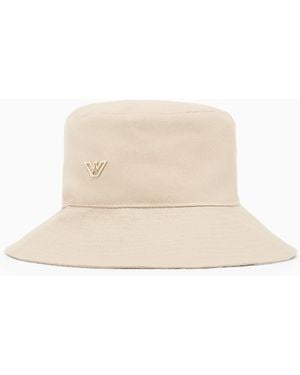 Emporio Armani Canvas Cloche Hat - White