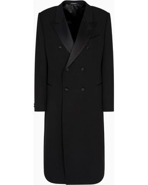 Emporio Armani Double-Breasted Coat - Black