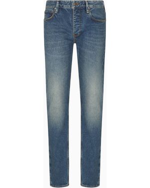 Emporio Armani J75 Slim-Fit Faded Stretch-Denim Jeans - Blue