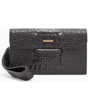 Emporio Armani Bolso De Mano De Piel Con Solapa Y Estampado De Cocodrilo - Blanco