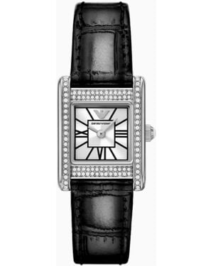 Emporio Armani Two-Hand Leather Watch - White