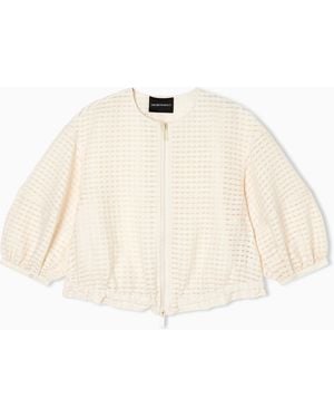 Emporio Armani 3D Gingham Jacquard Jacket - Natural