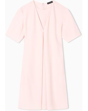 Emporio Armani Technical Cady Dress With Front Box Pleat - Pink