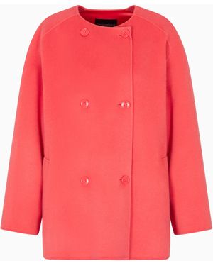 Emporio Armani Double-Breasted Wool And Cashmere Pea Coat - Red
