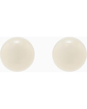 Emporio Armani Pendientes De Media Esfera Efecto Nácar - Blanco