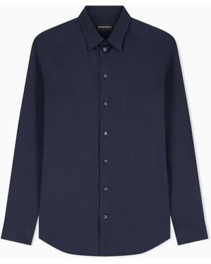 Emporio Armani Technical Stretch Cotton Shirt - Blue