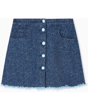 Emporio Armani Speckled Denim Miniskirt - Blue