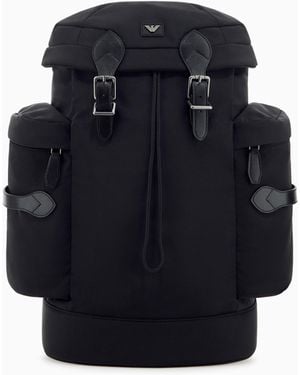 Emporio Armani Mochila Con Solapa Y Correas De Piel Con Hebillas - Azul