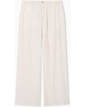 Emporio Armani Embossed Jacquard Trousers With Wrinkle Effect - White