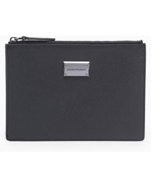 Emporio Armani Bolso De Mano De Piel Abatanada - Azul