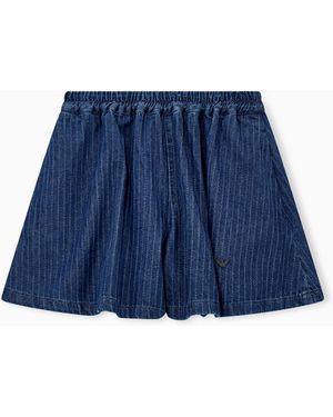 Emporio Armani Shorts Denim With Pinstripes And Elastic Waist - Blue